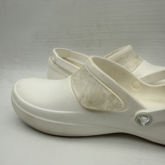 Crocs Women's US 9 Mercy Work, White/Silver Flowers Slip On Shoes - Picture 9 of 16